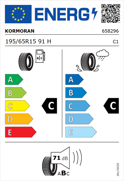 Tyre Label for Kormoran Road Performance 195/65R15 91H