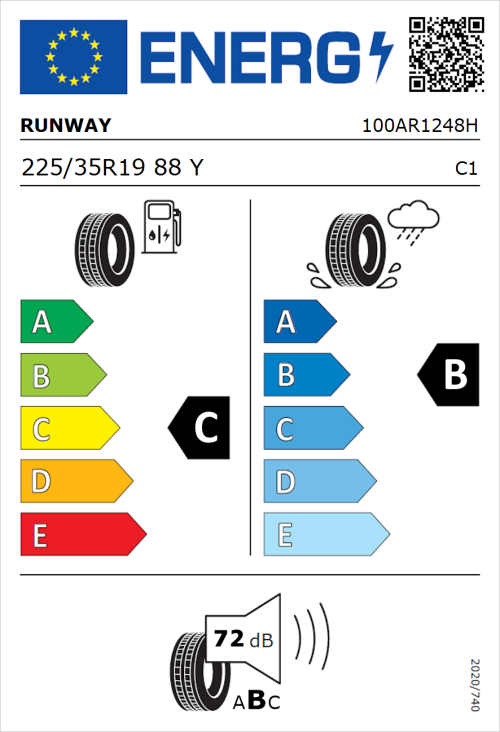 Tyre Label for Runway Enduro Sport 225/35R19 88Y